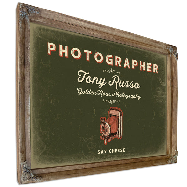 Personalized Photographer Sign, Say Cheese, Olive & Brick, image 6