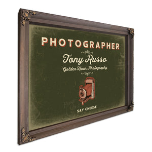 Personalized Photographer Sign, Say Cheese, Olive & Brick, image 7