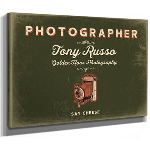 Personalized Photographer Sign, Say Cheese, Olive & Brick, image 8