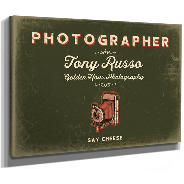 Personalized Photographer Sign, Say Cheese, Olive & Brick, image 8