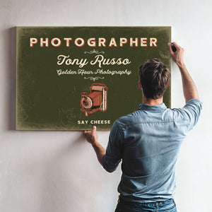 Personalized Photographer Sign, Say Cheese, Olive & Brick, image 9