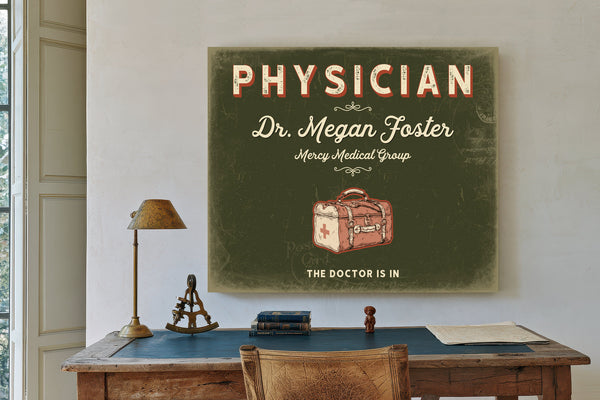Personalized Physician Sign, The Doctor Is In, Olive & Brick, image 2