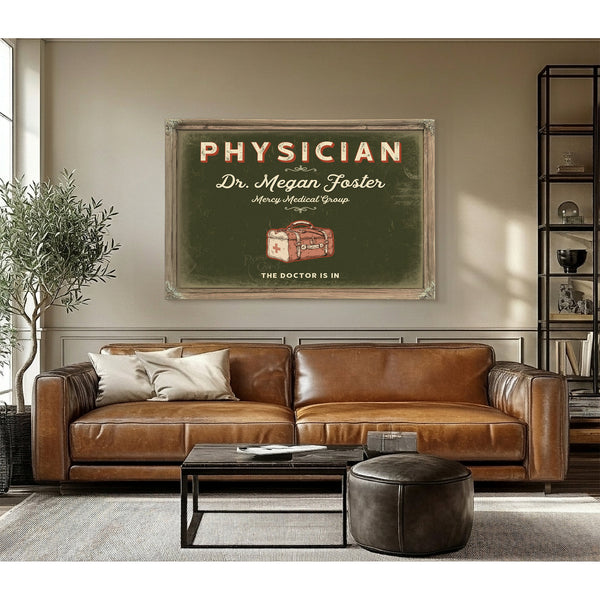 Personalized Physician Sign, The Doctor Is In, Olive & Brick, image 3