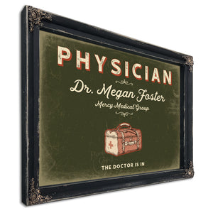 Personalized Physician Sign, The Doctor Is In, Olive & Brick, image 1