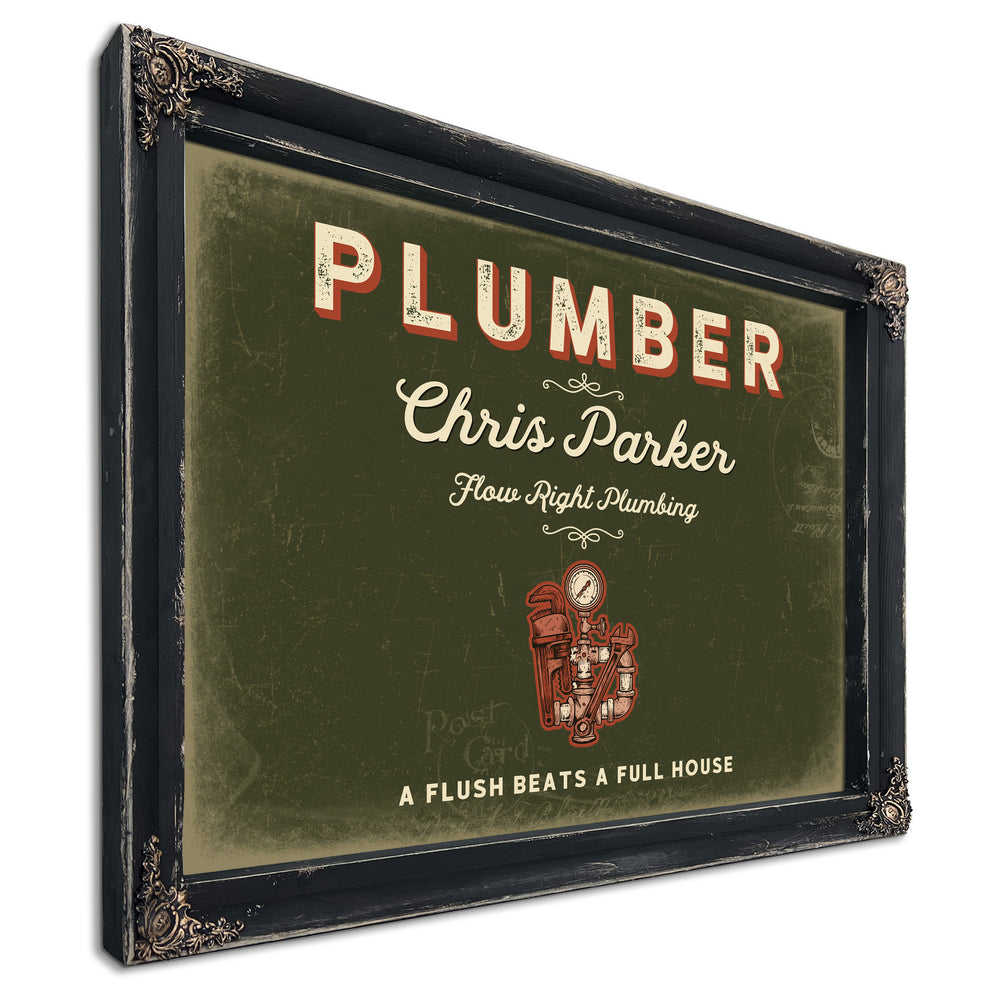 Personalized Plumber Sign, A Flush Beats a Full House, Olive & Brick, image 1