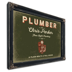 Personalized Plumber Sign, A Flush Beats a Full House, Olive & Brick, image 1