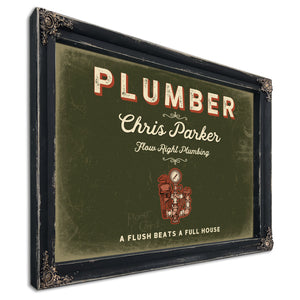 Personalized Plumber Sign, A Flush Beats a Full House, Olive & Brick, image 1