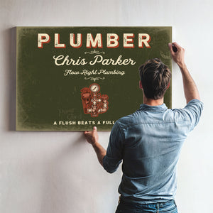 Personalized Plumber Sign, A Flush Beats a Full House, Olive & Brick, image 9