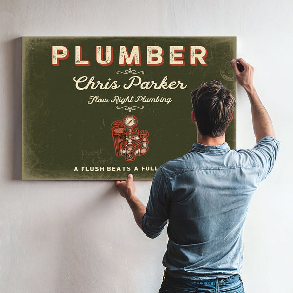 Personalized Plumber Sign, A Flush Beats a Full House, Olive & Brick, image 9