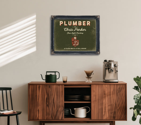 Personalized Plumber Sign, A Flush Beats a Full House, Olive & Brick, image 15
