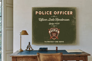Personalized Police Officer Sign, To Protect and Serve, Olive & Brick, image 2
