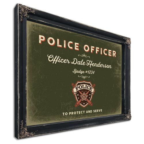 Personalized Police Officer Sign, To Protect and Serve, Olive & Brick, image 1