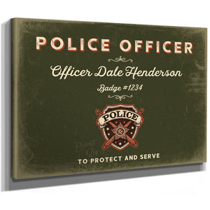 Personalized Police Officer Sign, To Protect and Serve, Olive & Brick, image 8