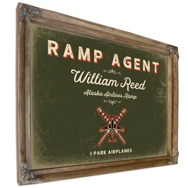 Personalized Ramp Agent Sign, I Park Airplanes, Olive & Brick, image 6