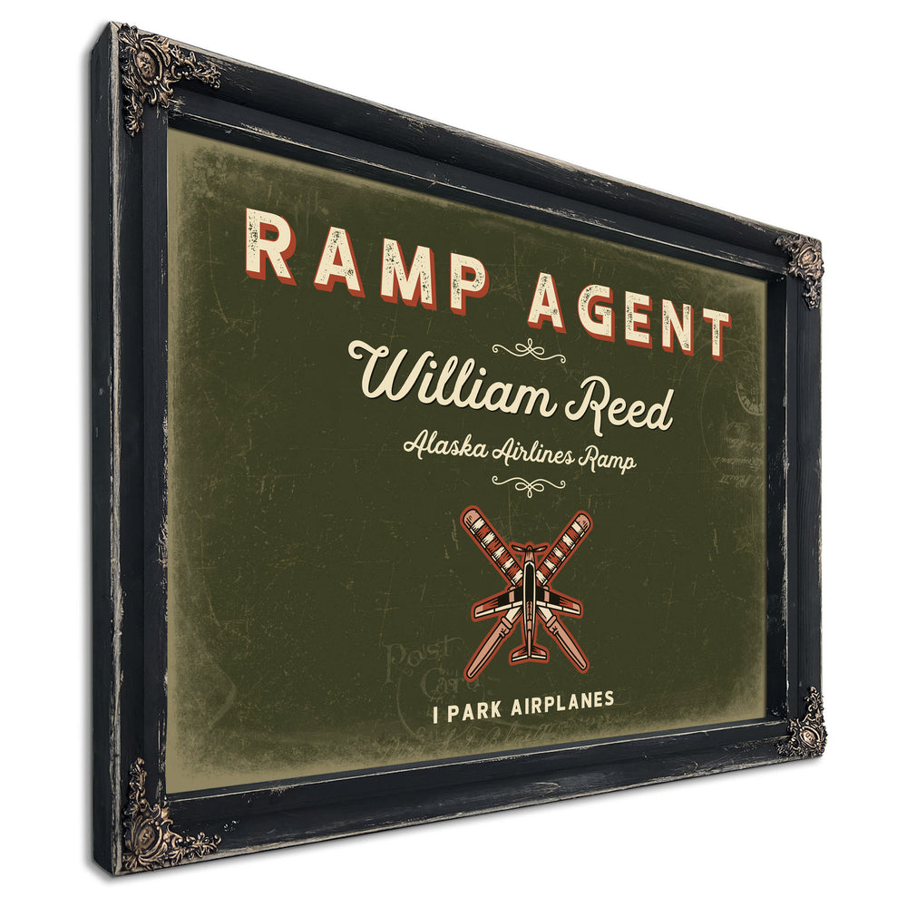Personalized Ramp Agent Sign, I Park Airplanes, Olive & Brick, image 1