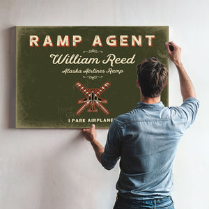 Personalized Ramp Agent Sign, I Park Airplanes, Olive & Brick, image 9
