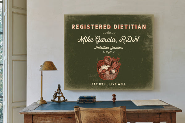 Personalized Registered Dietitian Sign, Eat Well, Live Well, Olive & Brick, image 2