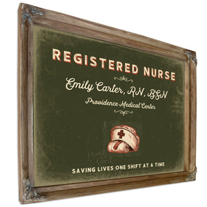 Personalized Registered Nurse Sign, Saving Lives One Shift at a Time, Olive & Brick, image 6