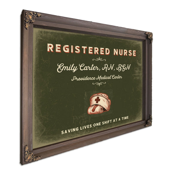 Personalized Registered Nurse Sign, Saving Lives One Shift at a Time, Olive & Brick, image 7
