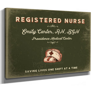 Personalized Registered Nurse Sign, Saving Lives One Shift at a Time, Olive & Brick, image 8