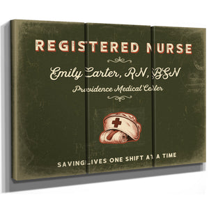 Personalized Registered Nurse Sign, Saving Lives One Shift at a Time, Olive & Brick, image 14