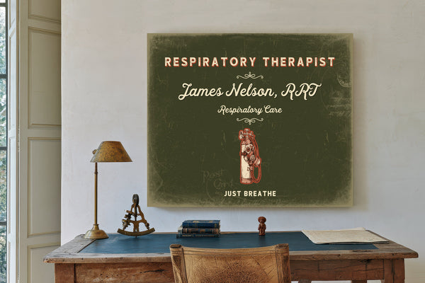 Personalized Respiratory Therapist Sign, Just Breathe, Olive & Brick, image 2