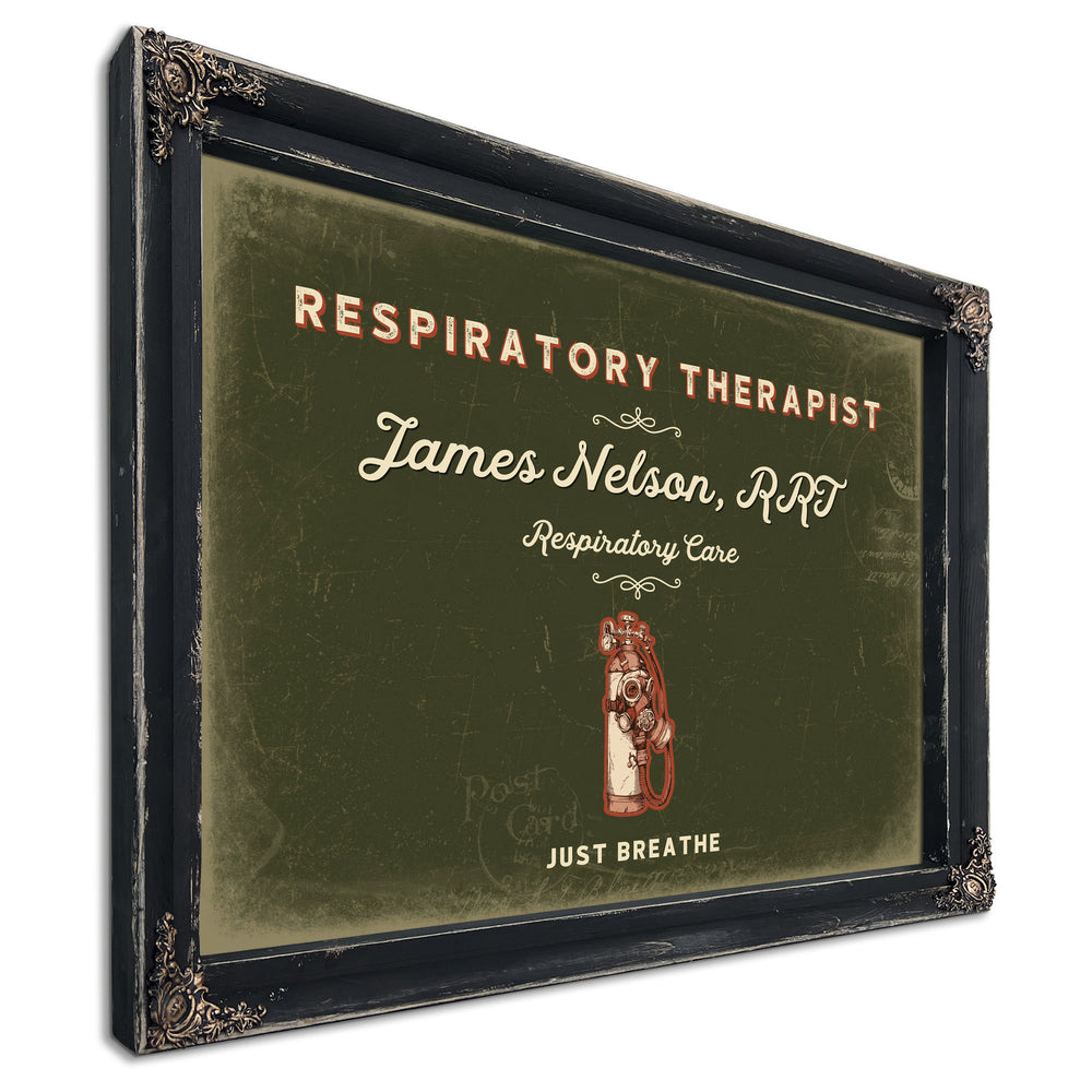 Personalized Respiratory Therapist Sign, Just Breathe, Olive & Brick, image 1