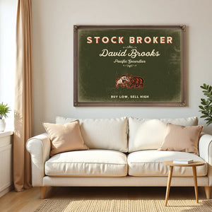 Personalized Stock Broker Sign, Buy Low, Sell High, Olive & Brick, image 5