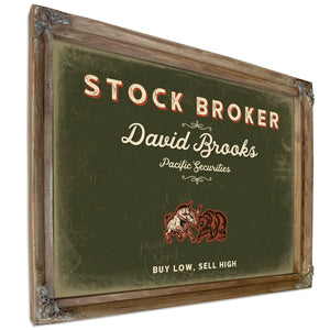 Personalized Stock Broker Sign, Buy Low, Sell High, Olive & Brick, image 6