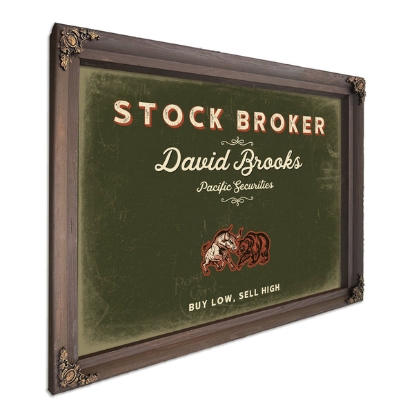 Personalized Stock Broker Sign, Buy Low, Sell High, Olive & Brick, image 7