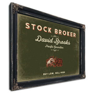 Personalized Stock Broker Sign, Buy Low, Sell High, Olive & Brick, image 1