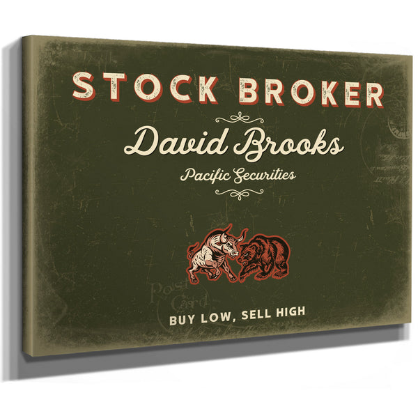 Personalized Stock Broker Sign, Buy Low, Sell High, Olive & Brick, image 8