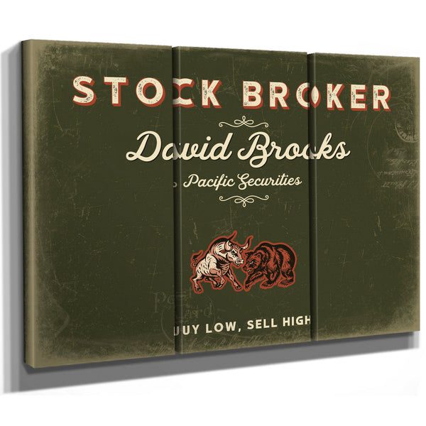 Personalized Stock Broker Sign, Buy Low, Sell High, Olive & Brick, image 14