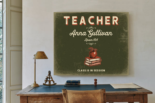 Personalized Teacher Sign, Class Is in Session, Olive & Brick, image 2