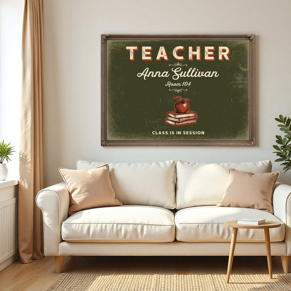 Personalized Teacher Sign, Class Is in Session, Olive & Brick, image 5