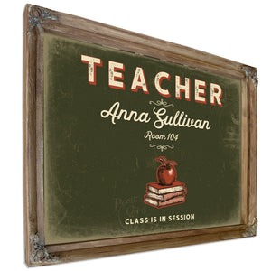 Personalized Teacher Sign, Class Is in Session, Olive & Brick, image 6
