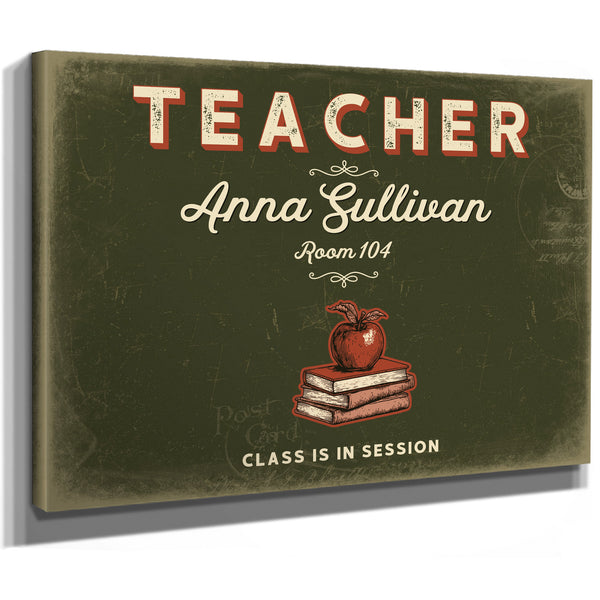 Personalized Teacher Sign, Class Is in Session, Olive & Brick, image 8