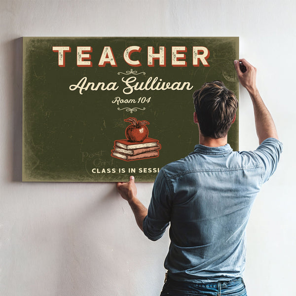 Personalized Teacher Sign, Class Is in Session, Olive & Brick, image 9