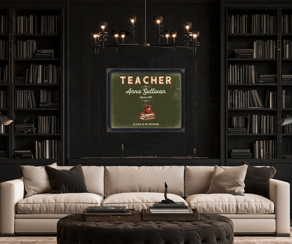 Personalized Teacher Sign, Class Is in Session, Olive & Brick, image 16