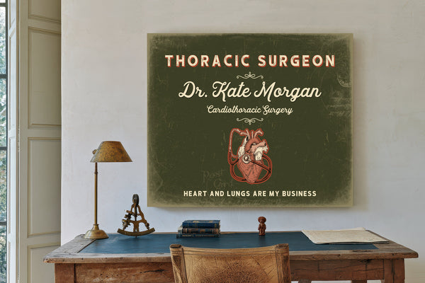 Personalized Thoracic Surgeon Sign, Heart and Lungs Are My Business, Olive & Brick, image 2