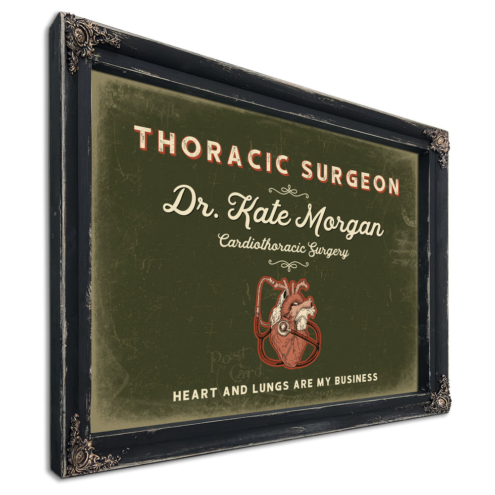 Personalized Thoracic Surgeon Sign, Heart and Lungs Are My Business, Olive & Brick, image 1