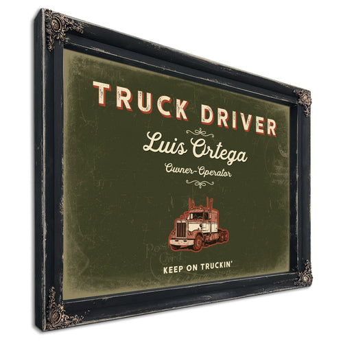 Personalized Truck Driver Sign, Keep On Truckin', Olive & Brick, image 1