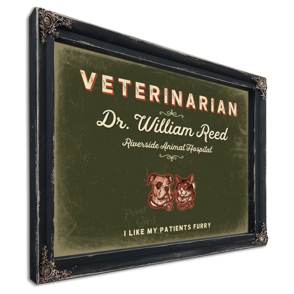 Personalized Veterinarian Sign, I Like My Patients Furry, Olive & Brick, image 1
