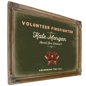 Personalized Volunteer Firefighter Sign, Answering the Call, Olive & Brick, image 6