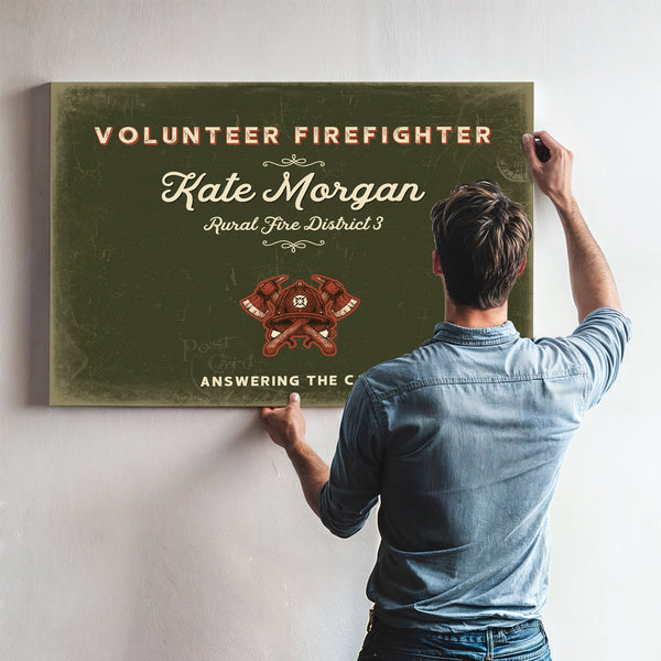 Personalized Volunteer Firefighter Sign, Answering the Call, Olive & Brick, image 9