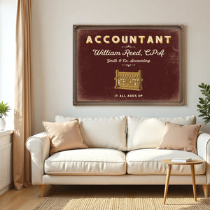 Personalized Accountant Sign, It All Adds Up, Oxblood & Gold, image 5