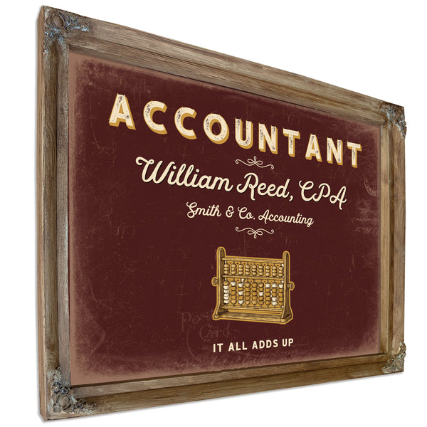 Personalized Accountant Sign, It All Adds Up, Oxblood & Gold, image 6