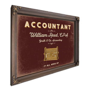 Personalized Accountant Sign, It All Adds Up, Oxblood & Gold, image 7