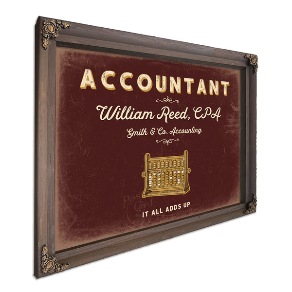 Personalized Accountant Sign, It All Adds Up, Oxblood & Gold, image 7