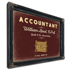 Personalized Accountant Sign, It All Adds Up, Oxblood & Gold, image 1